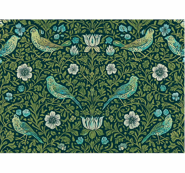 Slaapkamer behang ornamentele bloemen en vogel - TenStickers