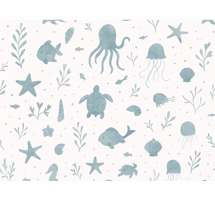 Behangpapier kinderkamer blauw-wit maritiem thema - TenStickers