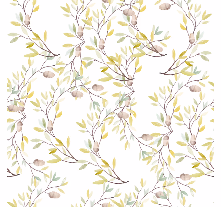 Bloemen behang originele aquarel groene bladeren patroon - TenStickers