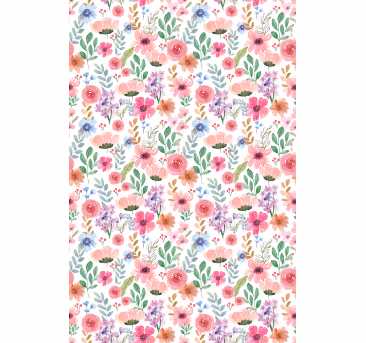 Bloemen behang multicolor - TenStickers
