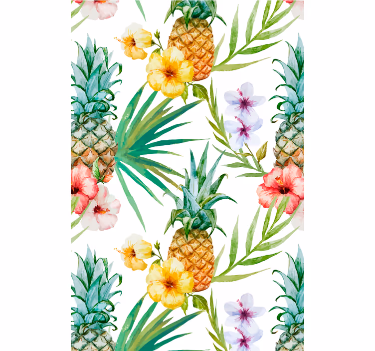 Bloemen behang geschilderde ananas - TenStickers