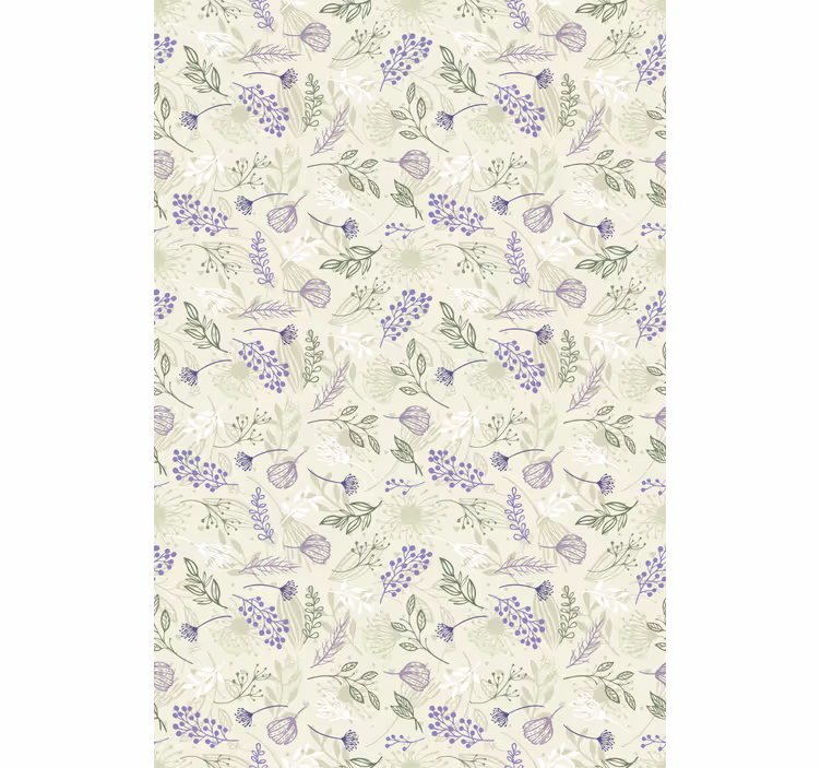 Bloemen behang paarse bloemen op groene achtergrond - TenStickers
