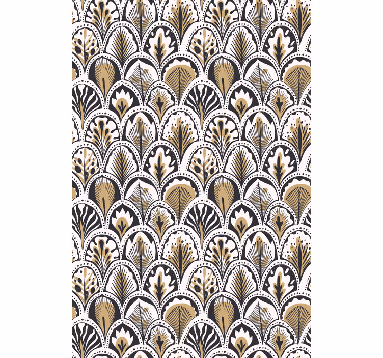 Bloemen behang gouden patroon - TenStickers