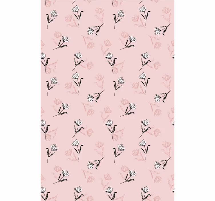 Bloemen behang witte lelies op roze achtergrond - TenStickers