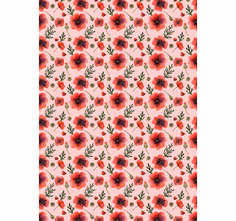 Bloemen behang waterverf klaprozen - TenStickers