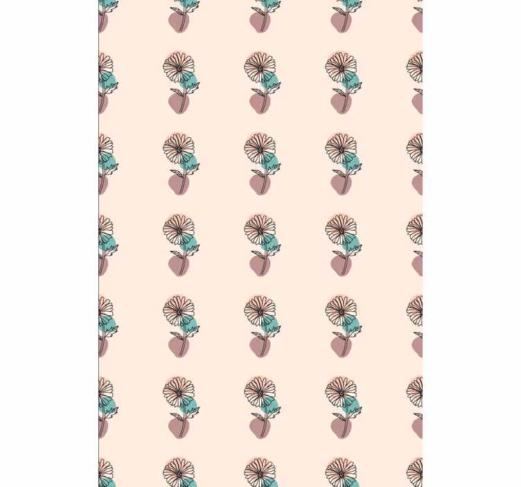 Bloemen behang madeliefjes natuur lijntekening ontwerp - TenStickers