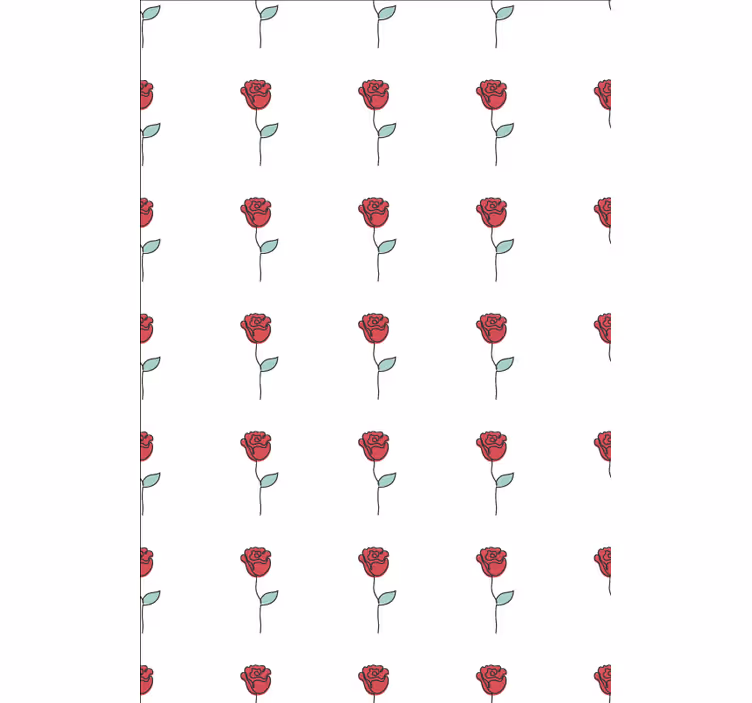 Bloemen behang schattig rood rozen lijntekening ontwerp - TenStickers
