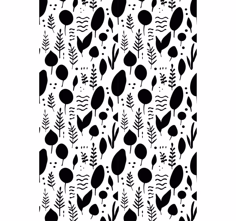 Behang bloemsierkunst zwart-witte natuurafbeeldingen - TenStickers