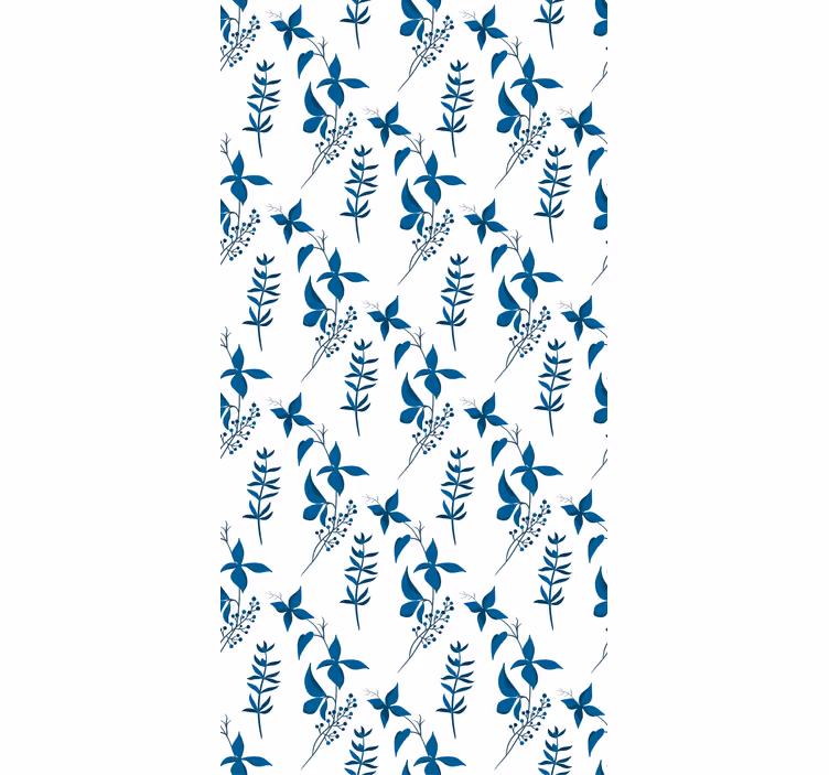 Behang bloemsierkunst blauw bloemenpatroon - TenStickers