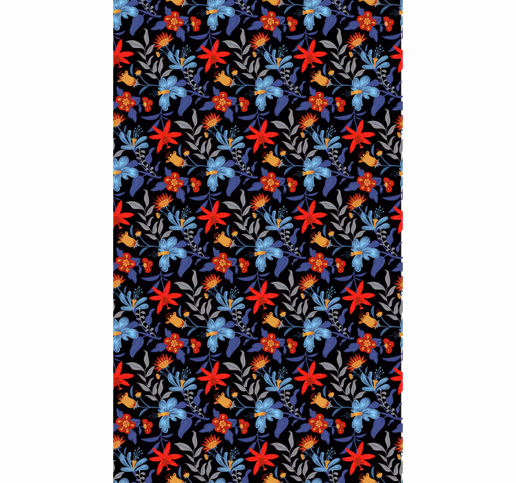 Behang bloemsierkunst flowerprint 'tricot' zwart - TenStickers