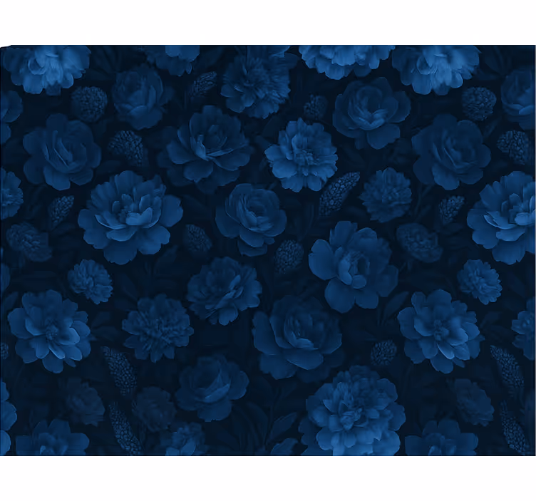 Slaapkamer behang donkerblauw mysterieus bloemenmotief - TenStickers
