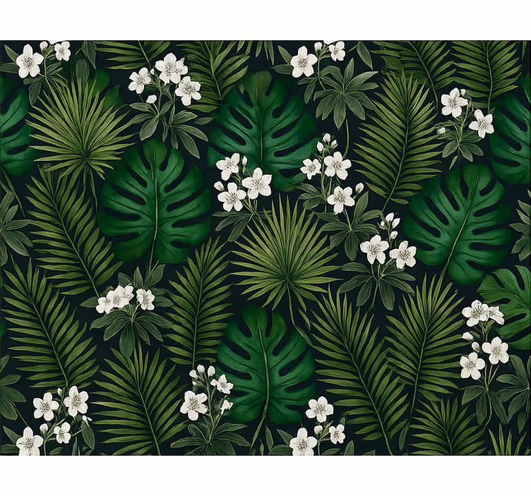 Slaapkamer behang groene exotische natuur - TenStickers
