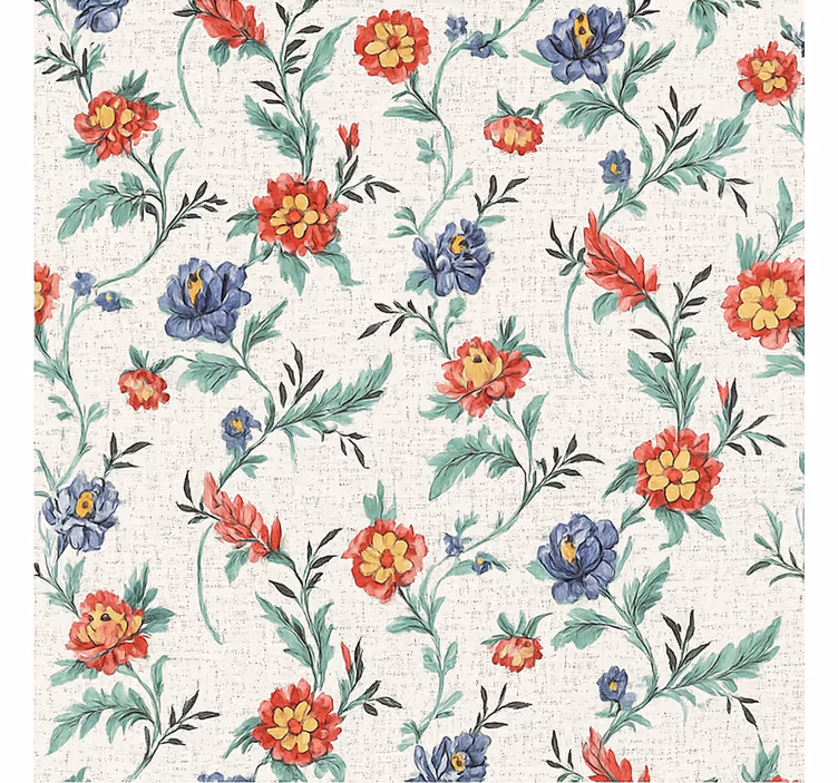 Slaapkamer behang retro bloemen design - TenStickers