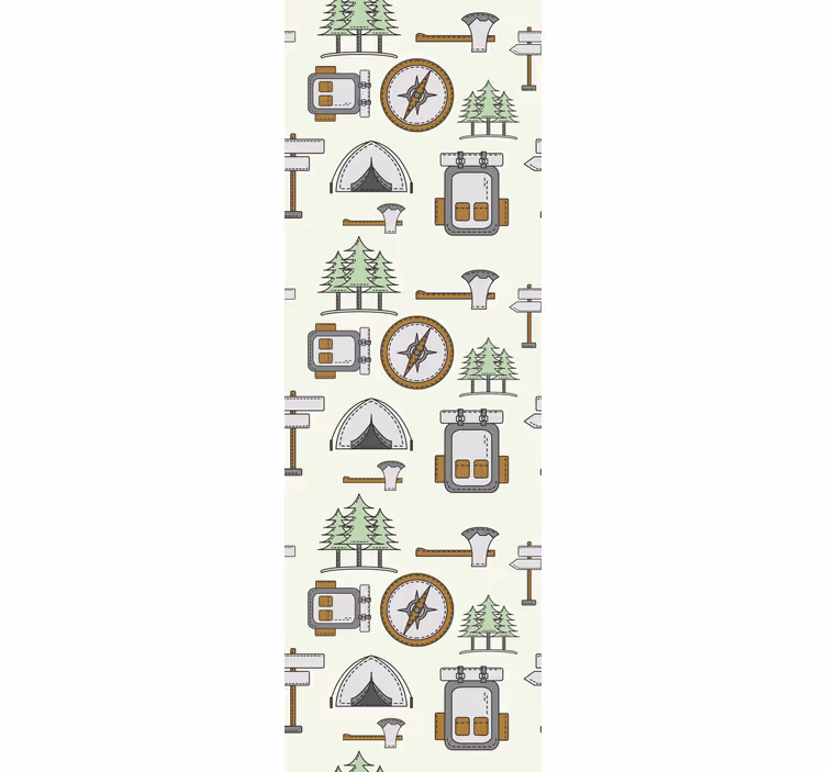 Slaapkamer behang campingtas schaal hoofdlamp kompas - TenStickers