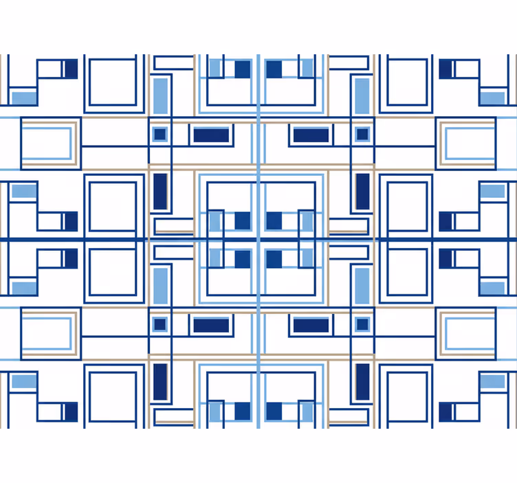 Behang vierkantjes geometrische vormen blauw - TenStickers