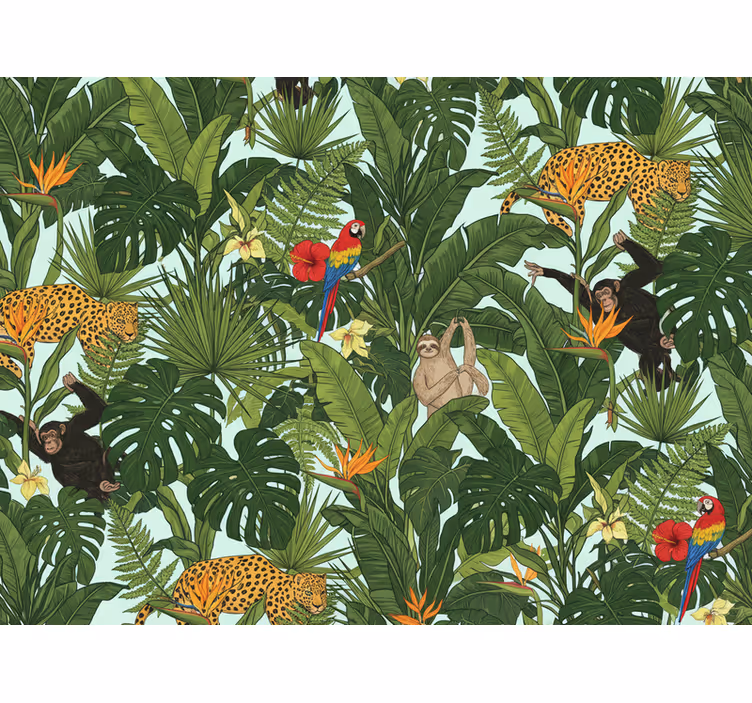 Jungle behang jungle en tropisch met dieren - TenStickers