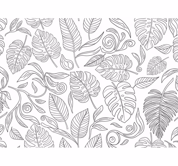 Moderne behangpapier botanisch zwart-wit (b09ky95cjn) - TenStickers
