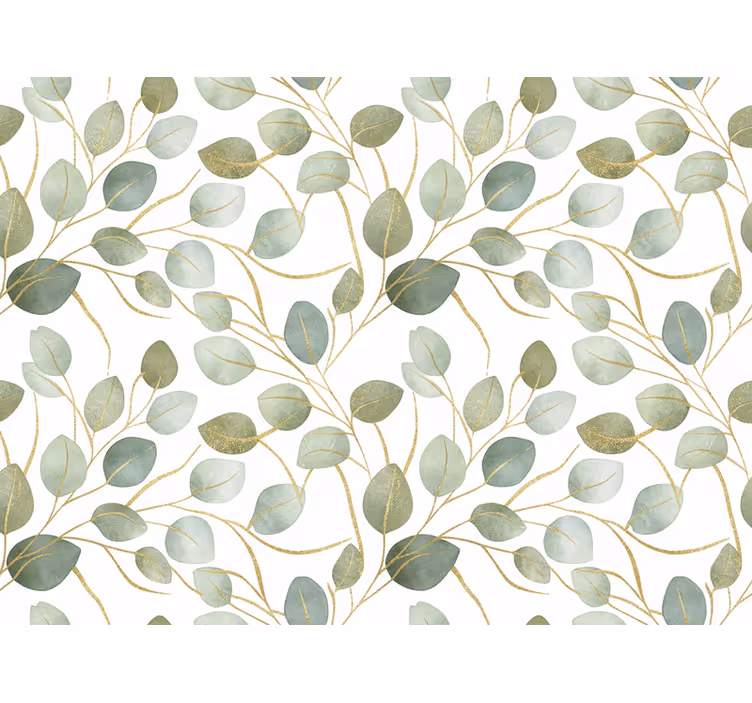 Behang bladeren eucalyptus goud glans - TenStickers