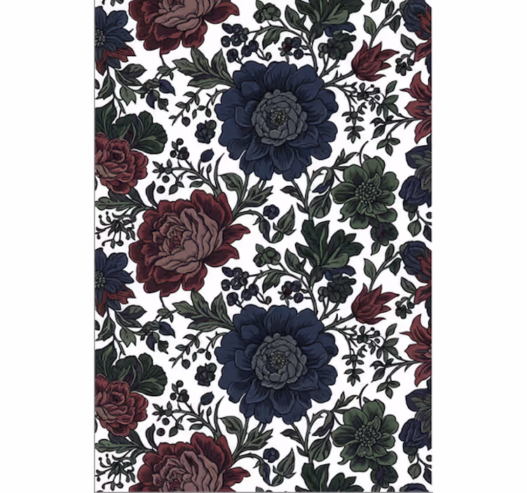 Bloemen behang donker sfeervol bloemmotief - TenStickers