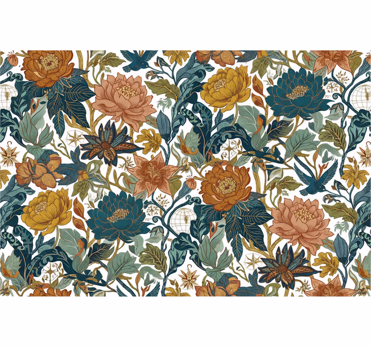 Bloemen behang wanddecoratie reislust stijl - TenStickers