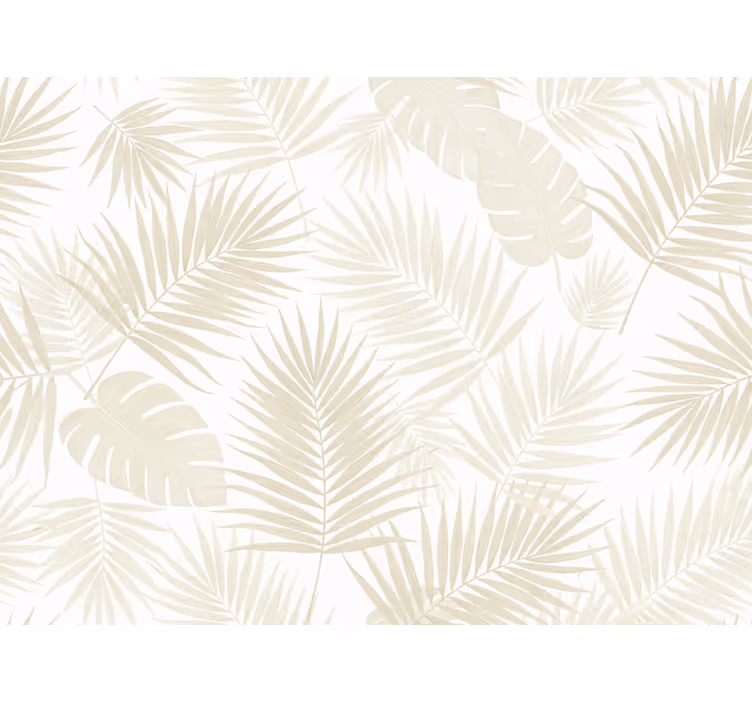 Bloemen behang palmbladeren in crème - TenStickers