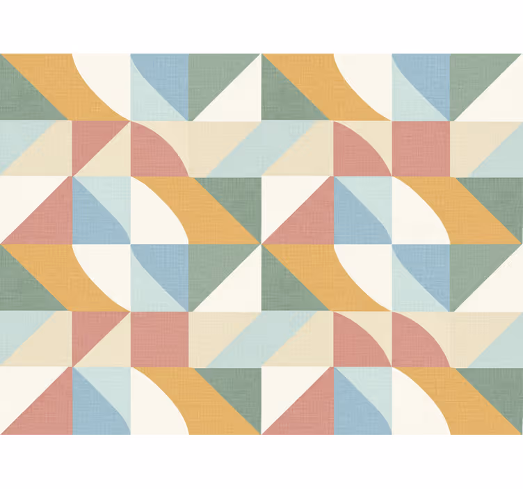 Behang rustiek geometrische vormen in zachte kleuren - TenStickers