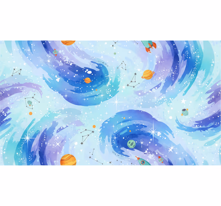 Behangpapier kinderkamer galaxy stijl lichtblauw - TenStickers