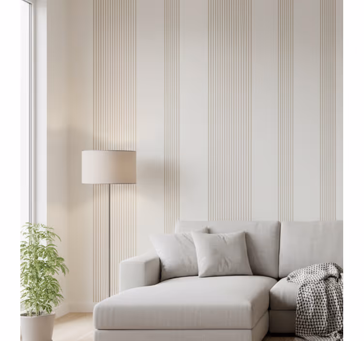 Behang verticale strepen minimalistisch crèmekleurig - TenStickers