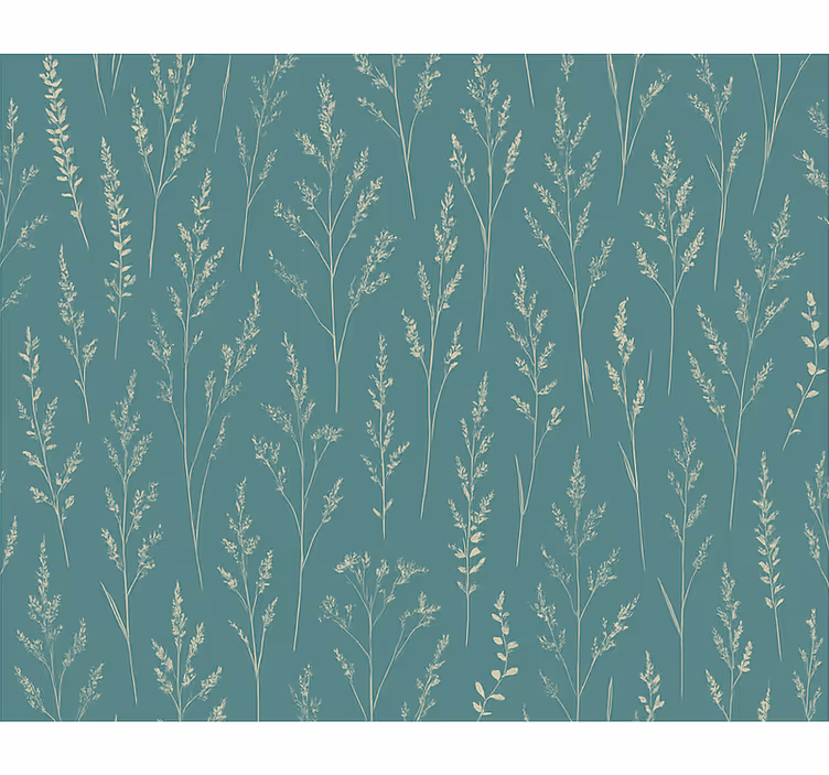 Bloemen behang verbleekt teal wilde weide - TenStickers