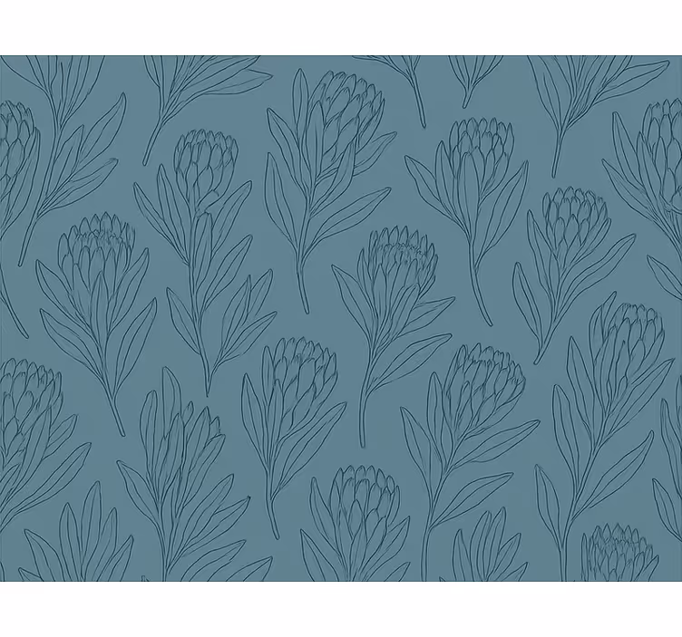 Bloemen behang verbleekte teal gestileerde bloemen - TenStickers