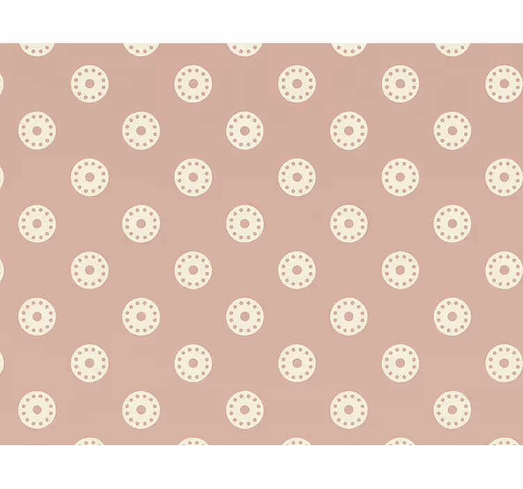 Stippenbehang doffe roze gestipte medaillons - TenStickers