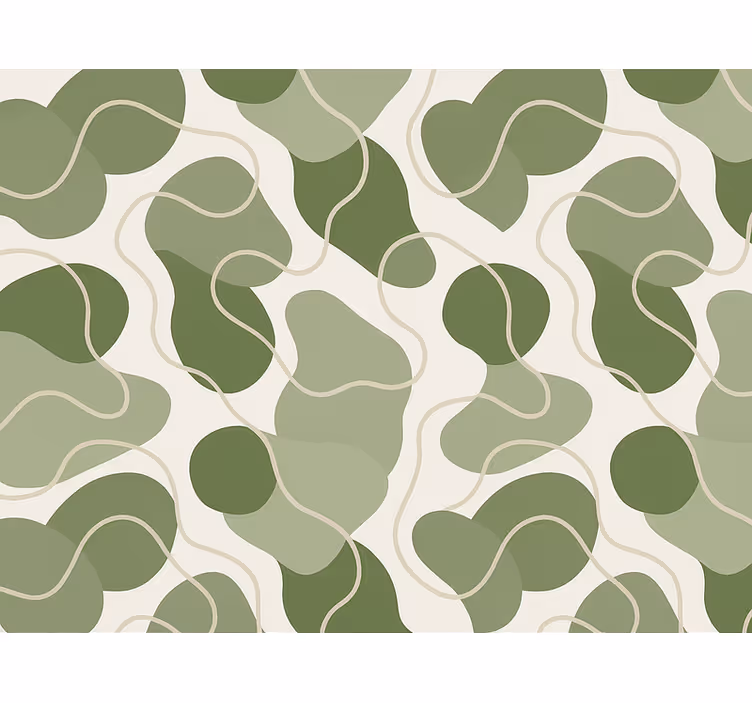 Behang abstract moddergroene organische stroom - TenStickers