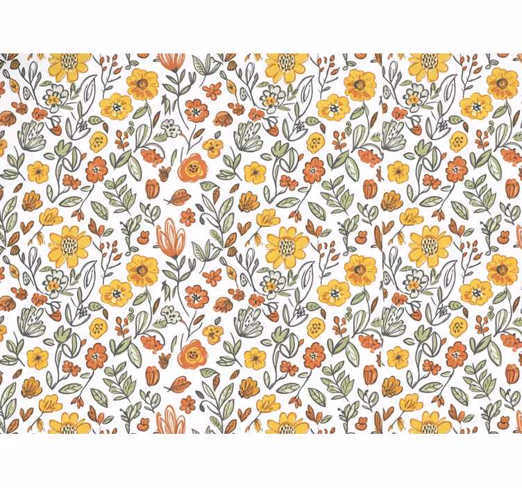 Bloemen behang rustic garden yellow - TenStickers