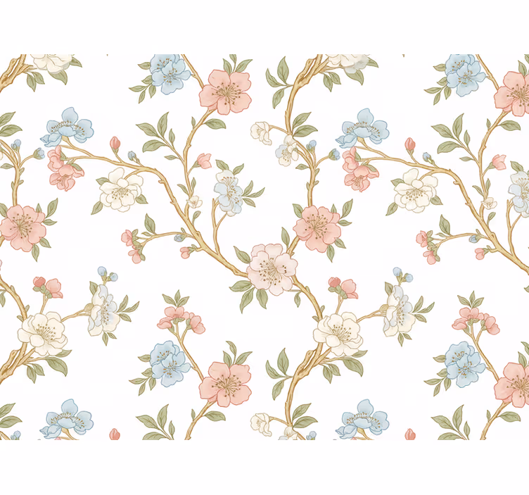 Bloemen behang bloeiende takken stijl - TenStickers