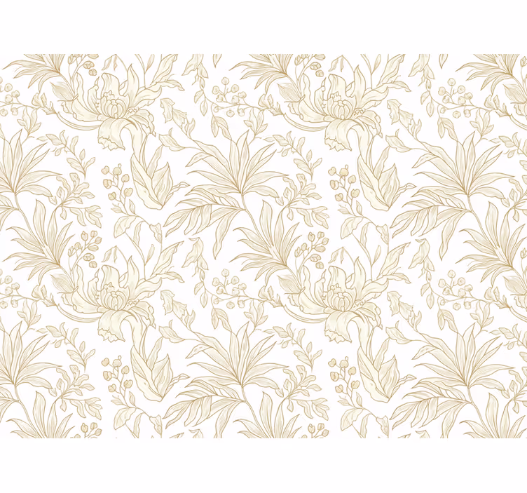 Behang bladeren bloemig beige jungle design - TenStickers