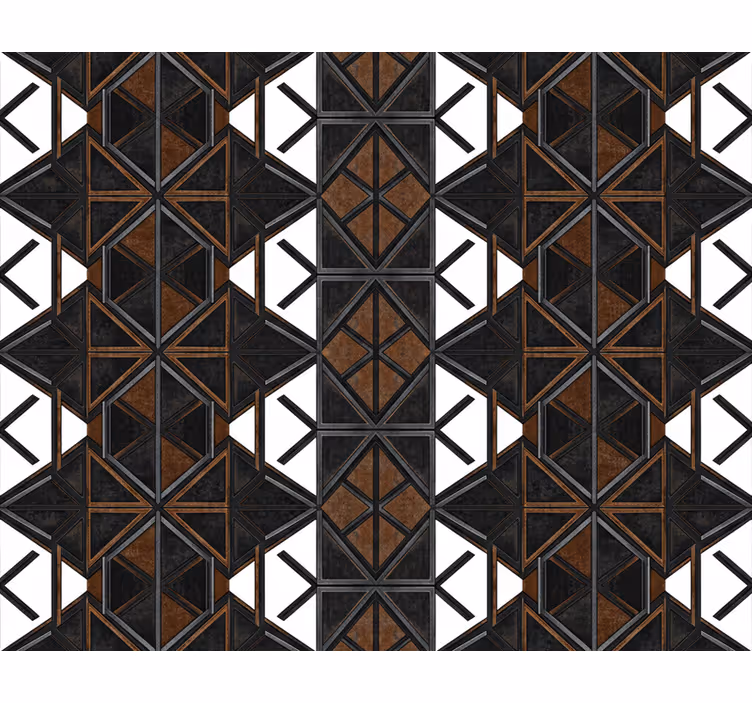 Industrieel behang geometrisch zwart bruin (b09ky9vkx1) - TenStickers