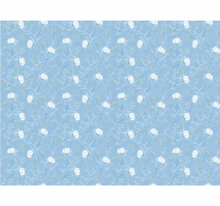 Blauw behang met botanisch bladmotief - TenStickers