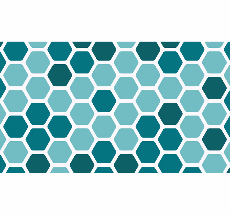 Blauw behang met turquoise hexagonenpatroon - TenStickers