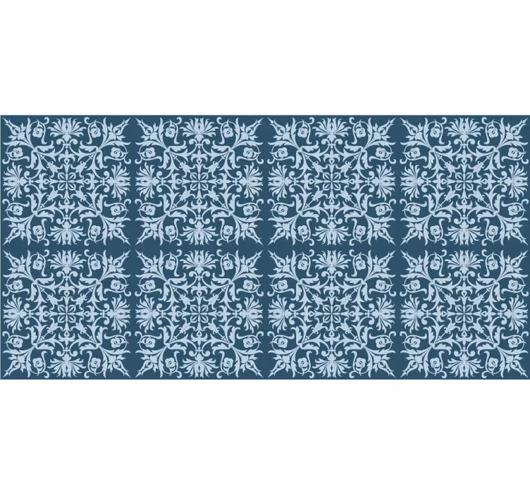 Blauw behang franse provinciale bloemenpatroon - TenStickers