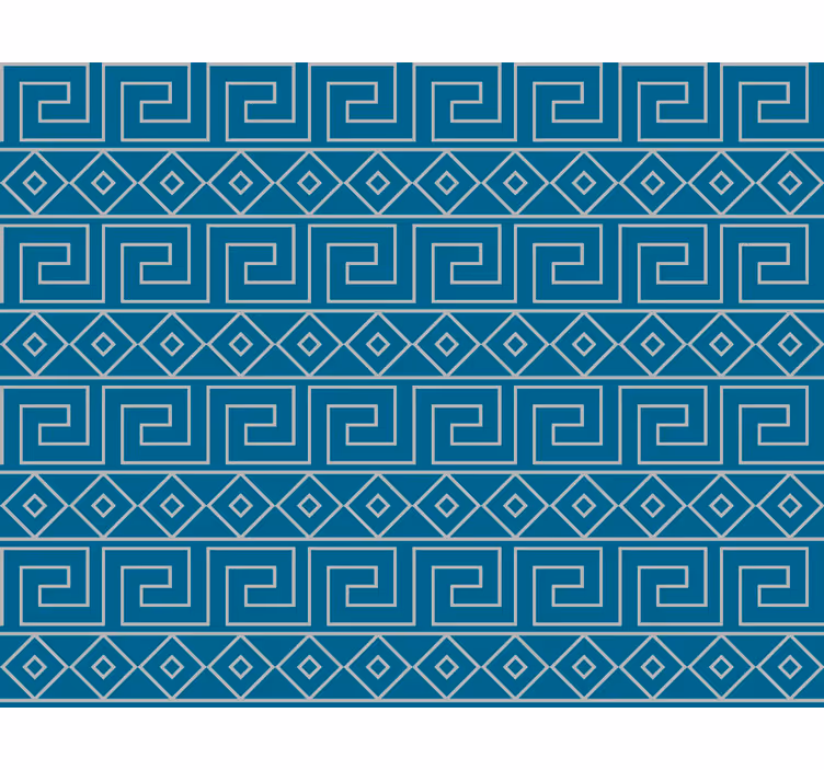 Blauw behang met grieks sleutelpatroon - TenStickers