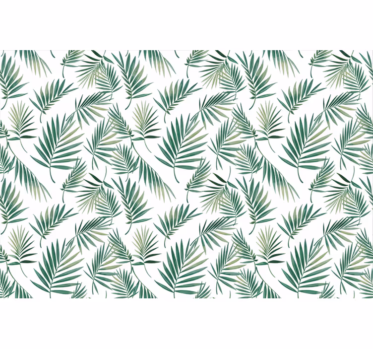 Wit behang scandinavisch ontwerp groen bladenpatroon - TenStickers