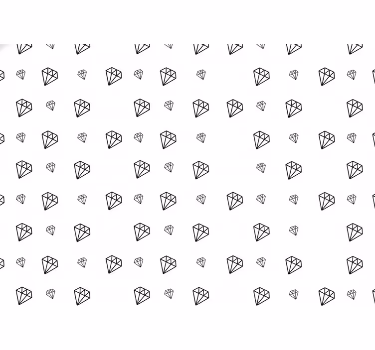 Wit behang met patroon van zwarte diamanten - TenStickers