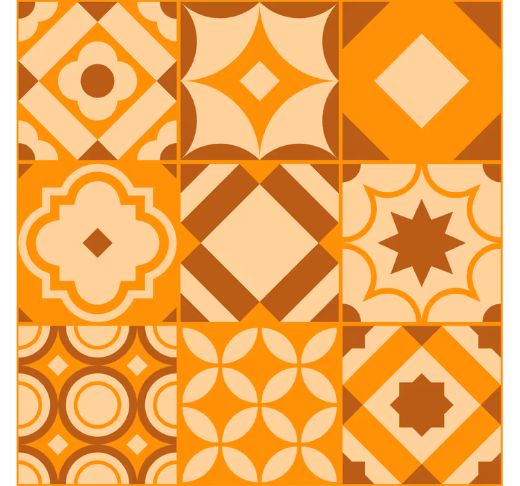 Oranje behang met rustieke tegels - TenStickers