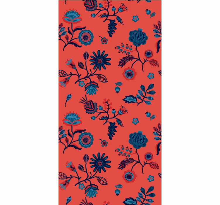 Behang rood traditionele kleurrijke poolse folkart patroon - TenStickers