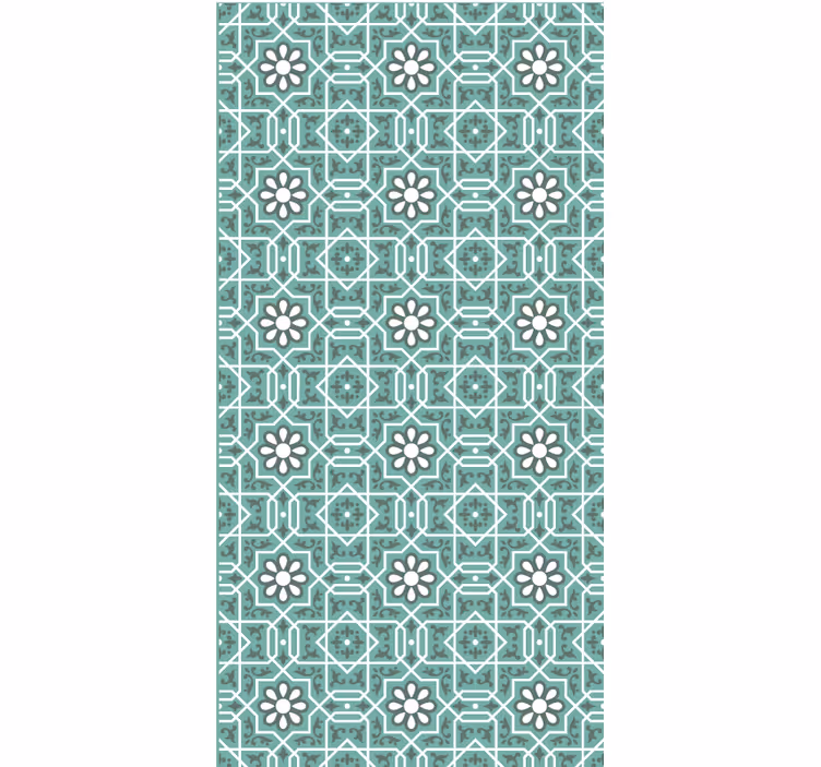 Groen behang met bloemenmotief tegels - TenStickers