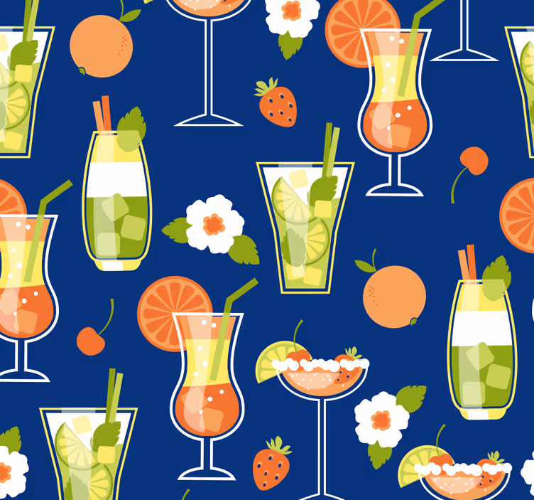 Cocktailmotieven behang kunst - TenStickers