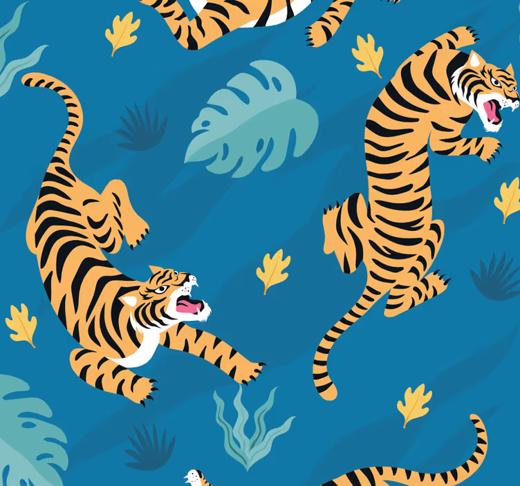 Tijgers eetkamer behang - TenStickers