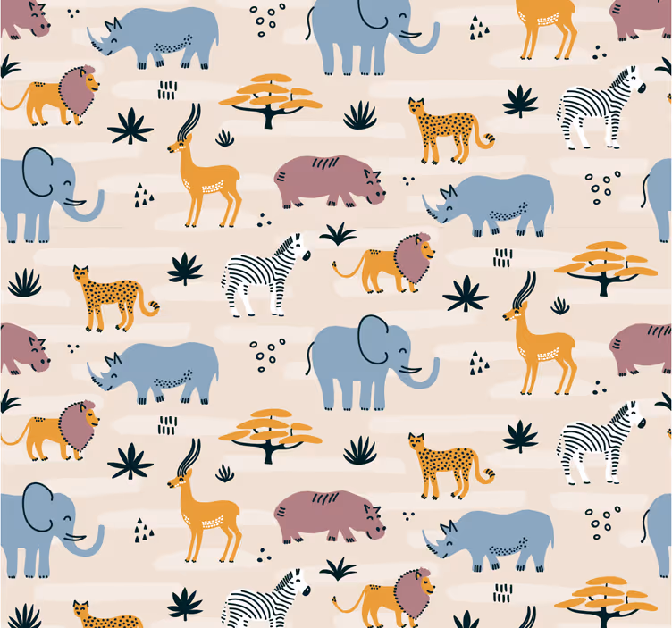 Safari dierenensemble dieren behang - TenStickers