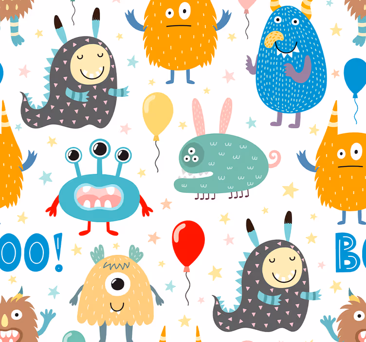 Feestelijke monsters behang dieren - TenStickers