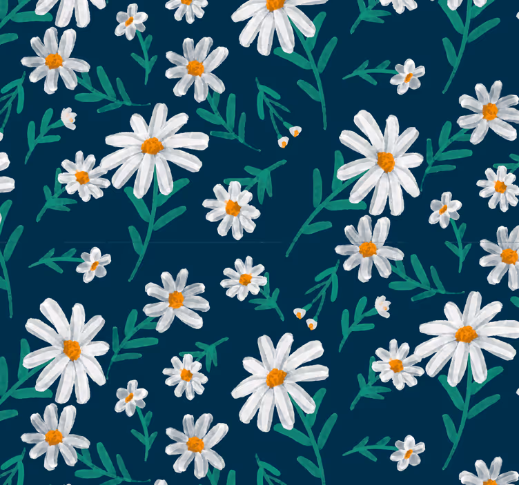 Madeliefjes bloemenmotief bloemen behang - TenStickers